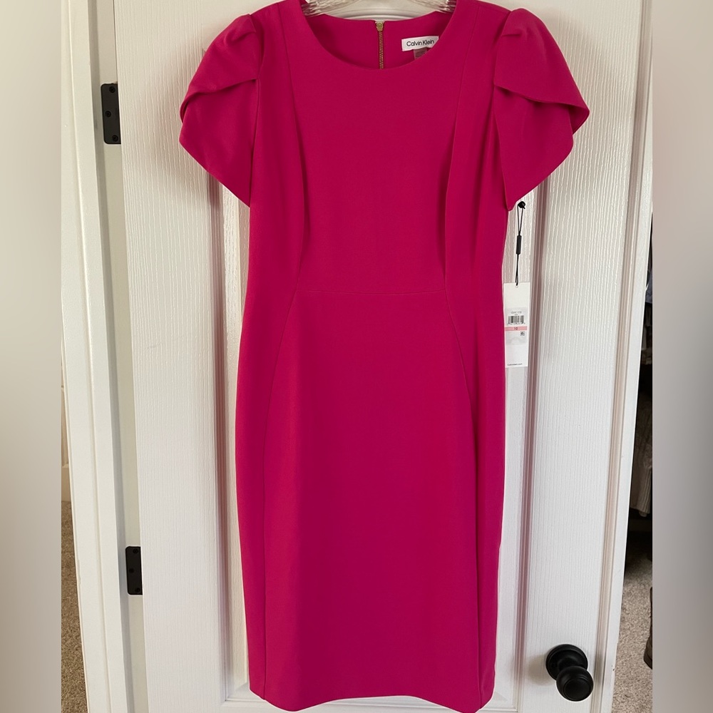NWT Calvin Klein tulip sleeve pink dress size 10